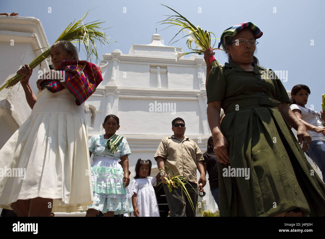 El Salvador, Panchimalco, Domenica delle Palme, Processione, credenti, Foto Stock