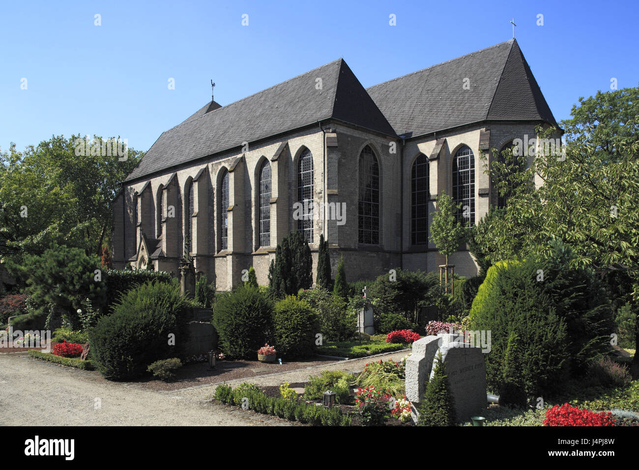 In Germania, in Renania settentrionale-Vestfalia, dissenteria area, Duisburg, Abbazia di prosciutto, molla Prämonstratenserkloster Saint Johann Baptist, chiesa abbaziale, cimitero, Foto Stock