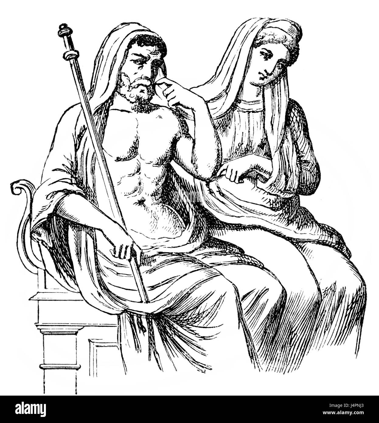 Plutone, il sovrano degli inferi con Proserpina, mitologia classica Foto Stock