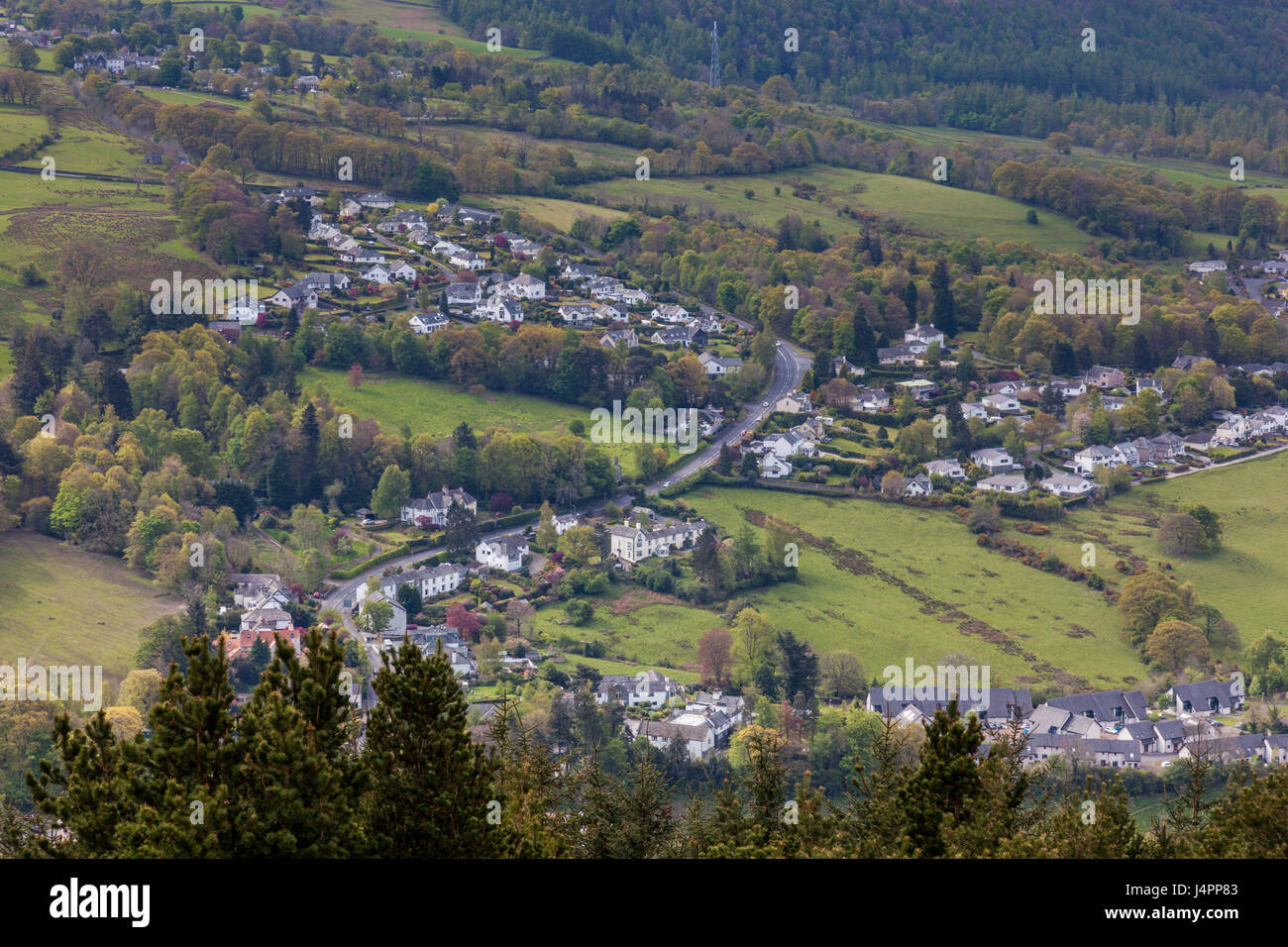 L'A591 in Keswick, Lake District, Cumbria Foto Stock