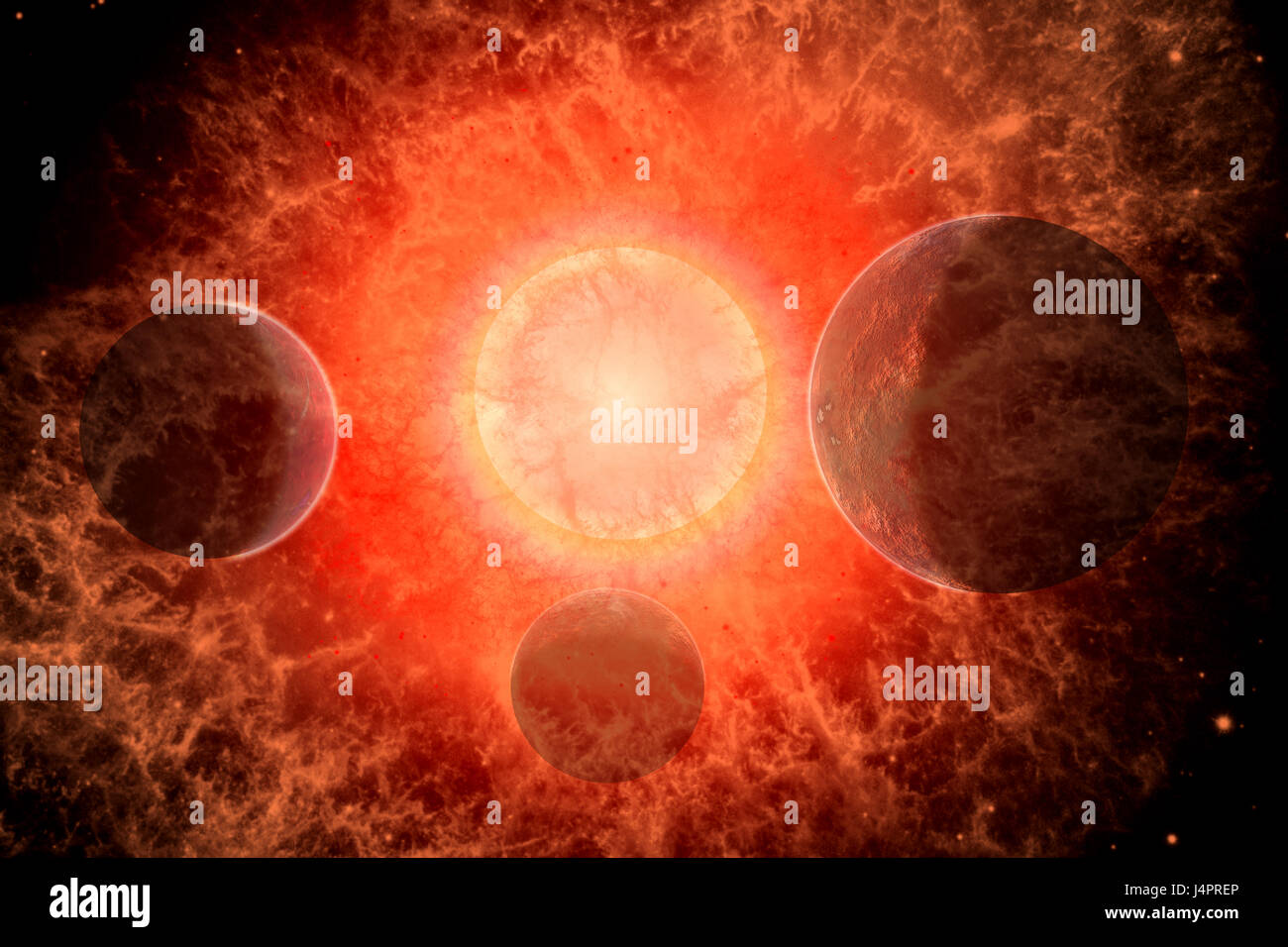Una Supernova , l'estremità distruttiva di una stella morente. Foto Stock