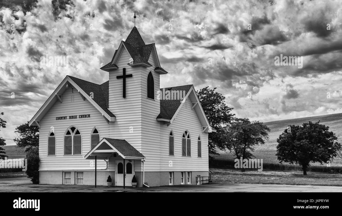 Chiesa di campagna nel Palouse area di Eastern Washington. Foto Stock