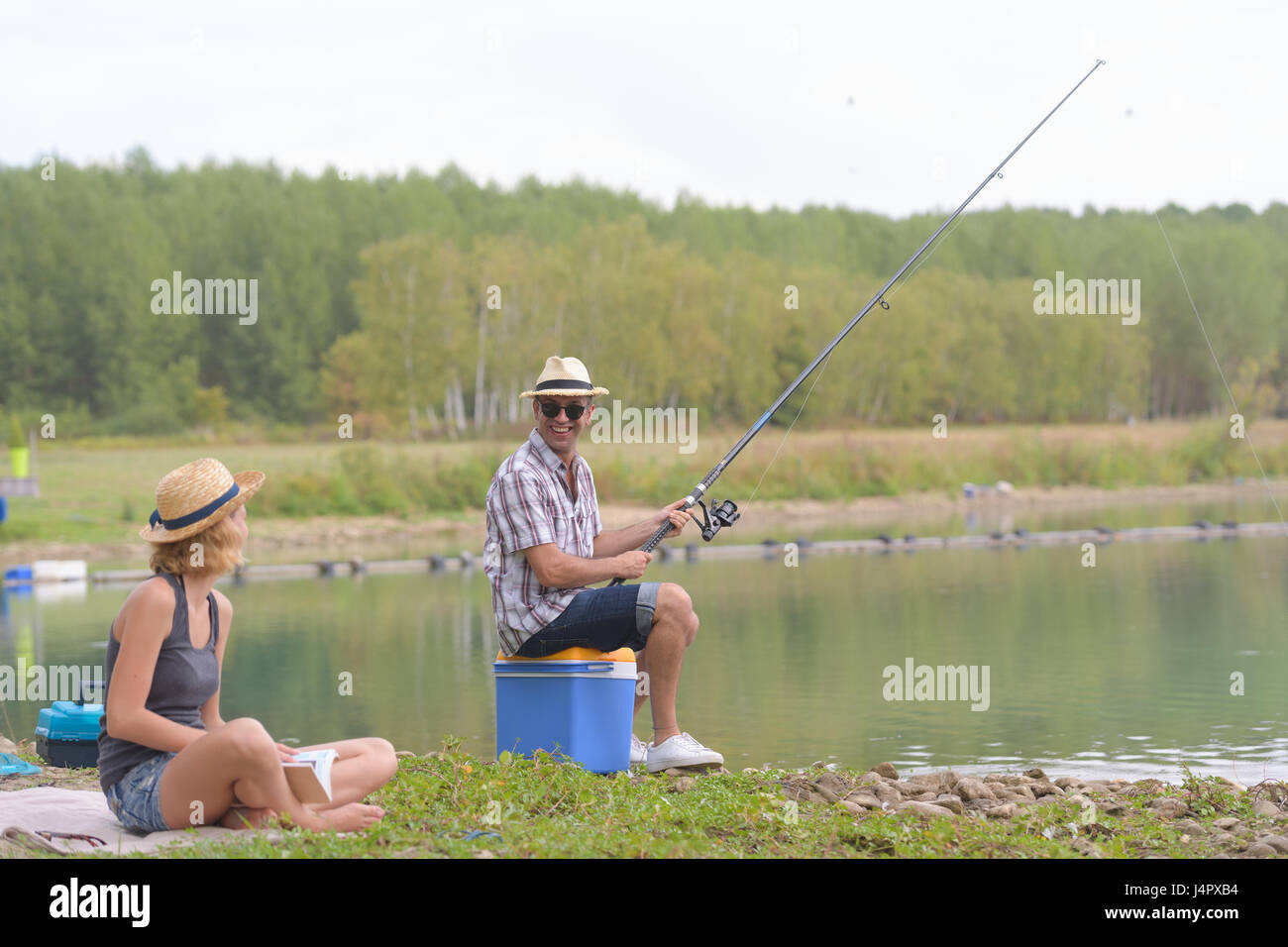 Il lago per la pesca sportiva Foto Stock