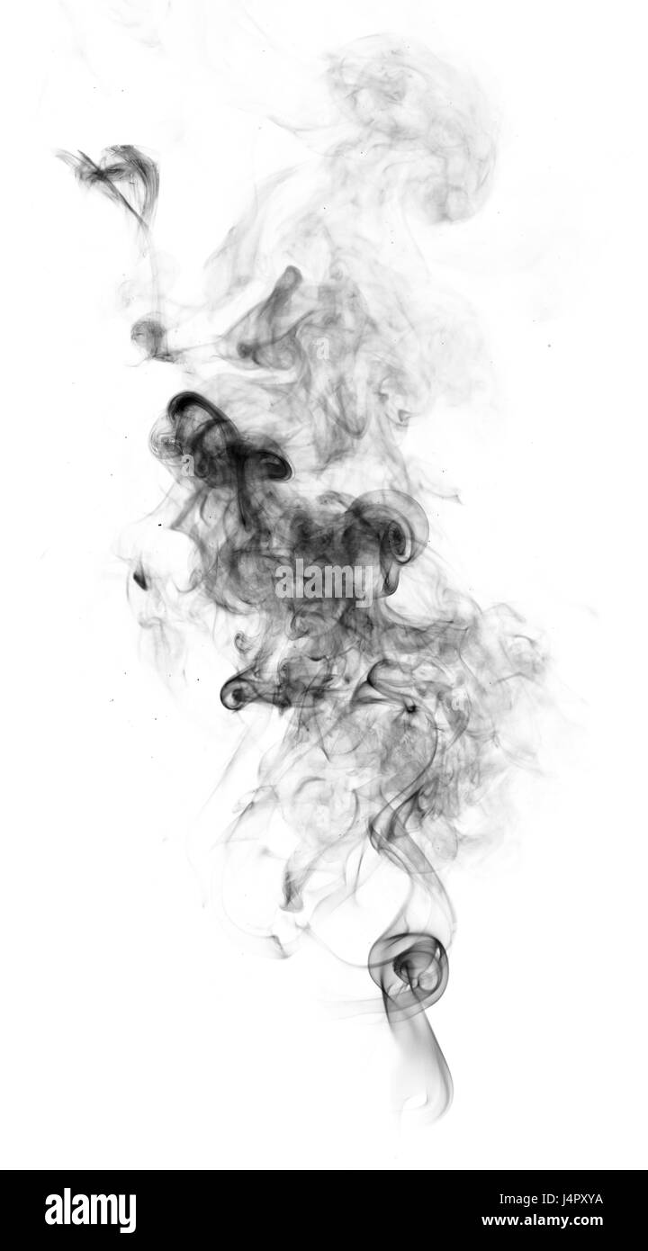Nero fumo di fantasia su sfondo bianco close up Foto Stock