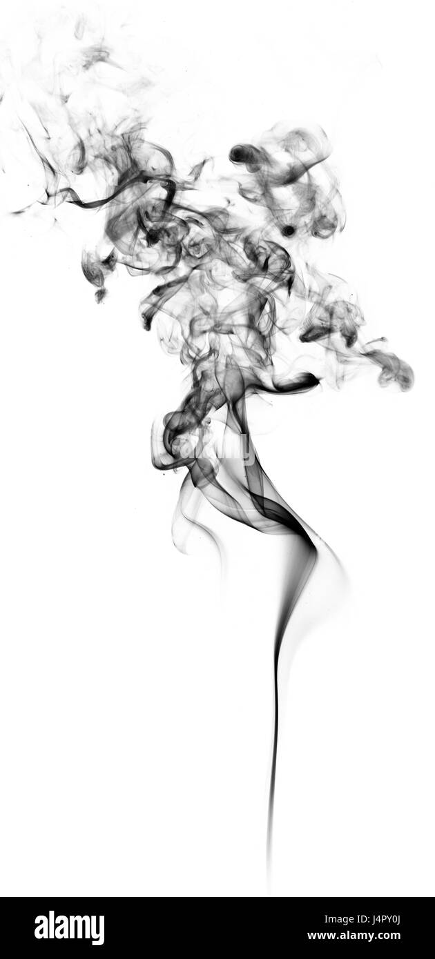 Nero fumo di fantasia su sfondo bianco close up Foto Stock