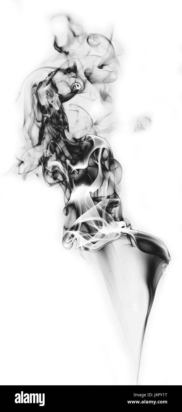 Nero fumo di fantasia su sfondo bianco close up Foto Stock