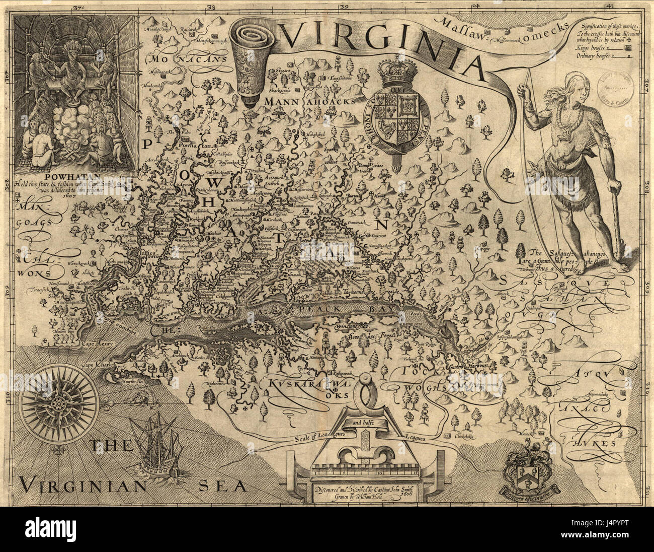 Mappa Virginia 1606 Foto Stock