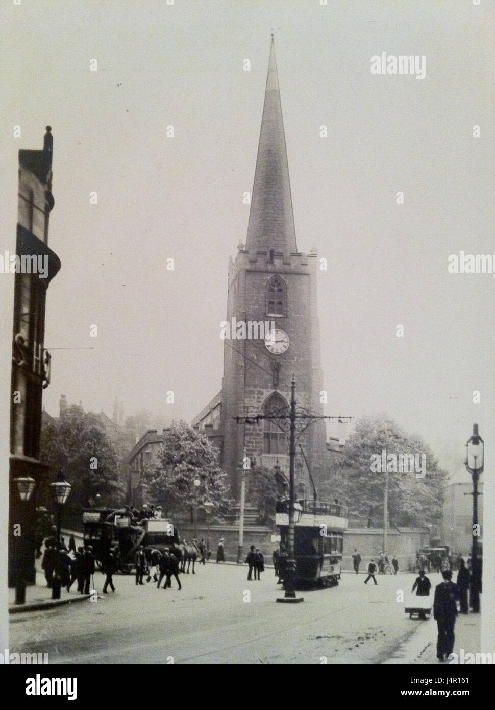 Wheeler Gate e la chiesa di San Pietro, Nottingham circa 1901 Foto Stock