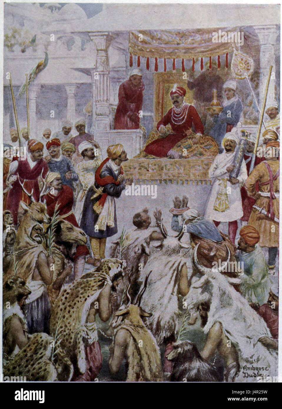 Il Khan Jahan mostra Akbar la sua principesca di prigionieri. Foto Stock