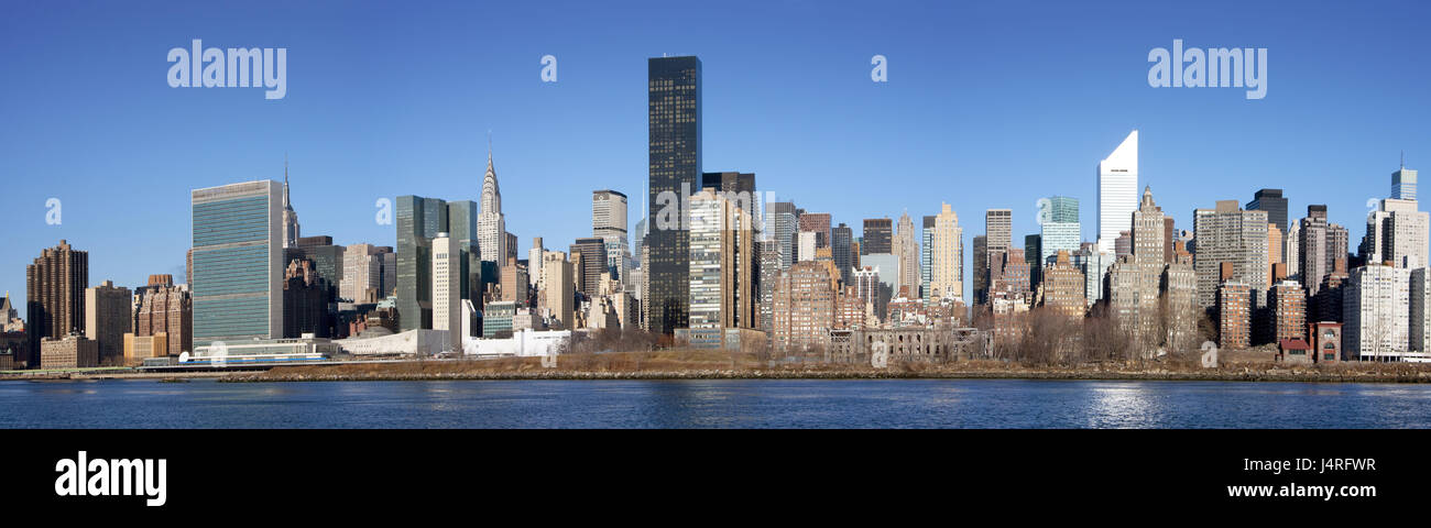 Gli Stati Uniti, New York City, vista città, East River, Midtown, Foto Stock