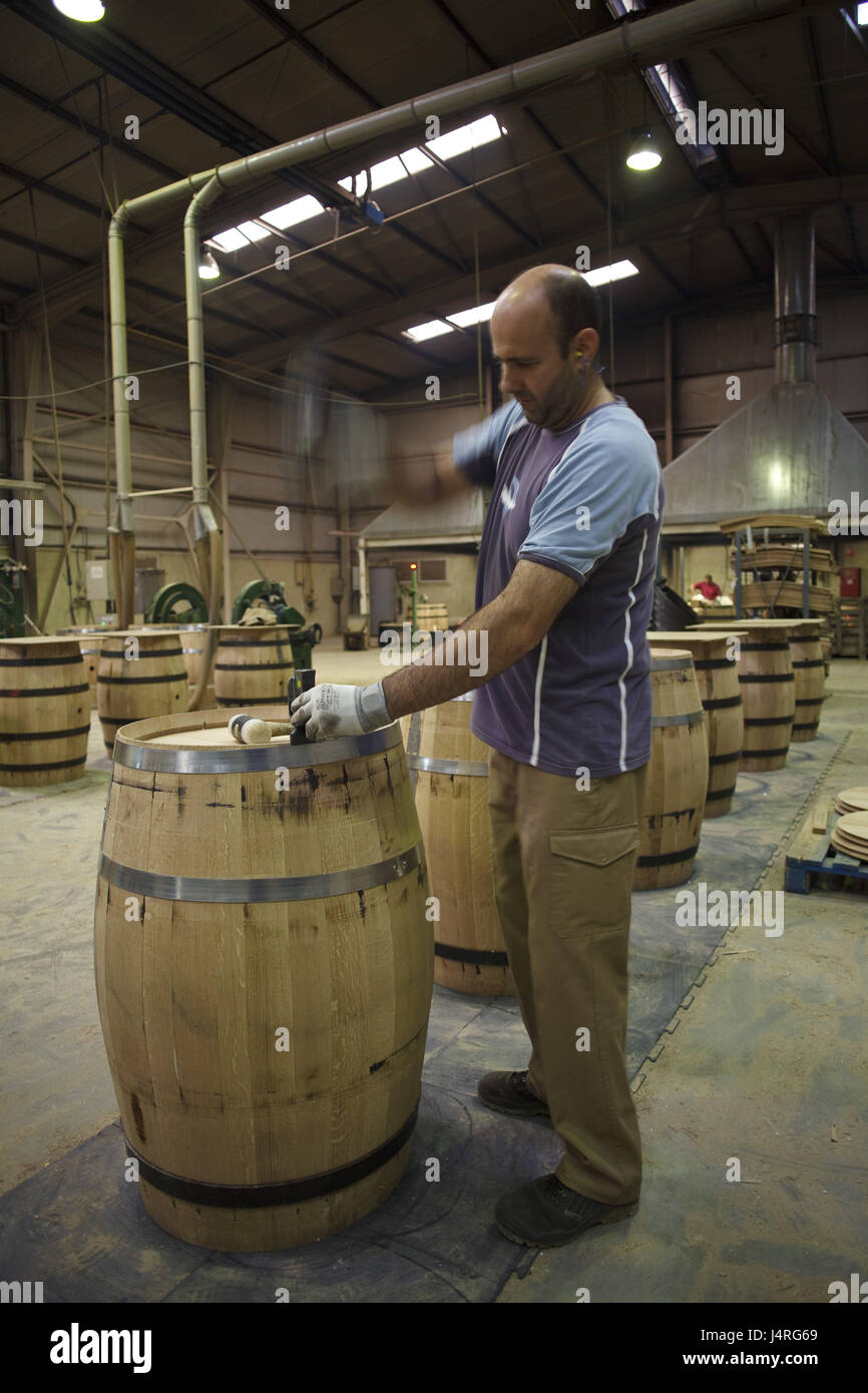 Spagna, Monteagudo, cooperage, lavoratore, Foto Stock