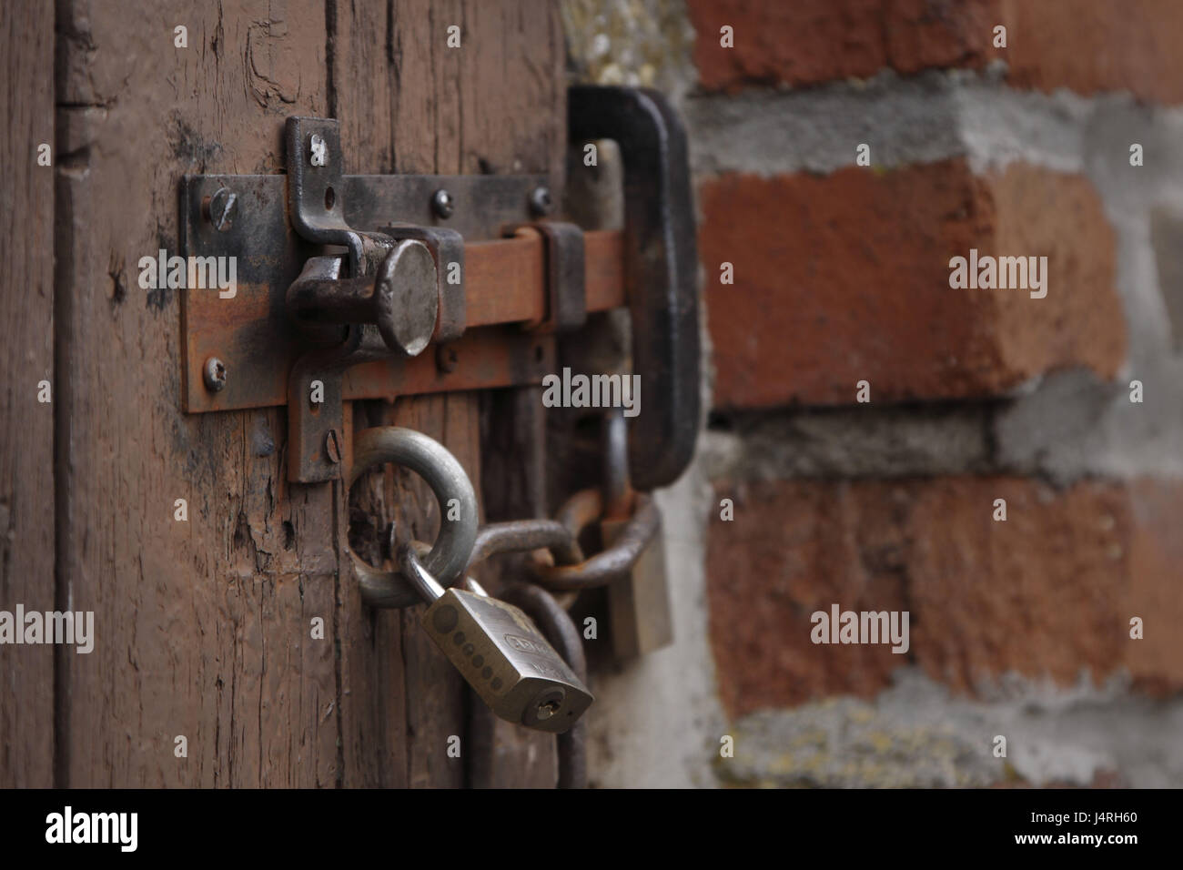 Serratura della porta, porta, latch, muratura, mattoni di argilla, vecchio, Foto Stock