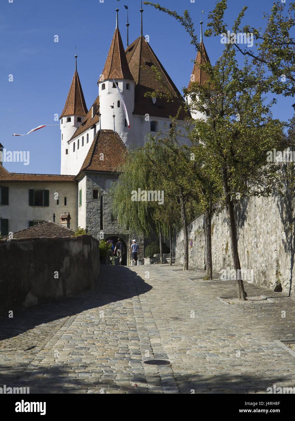 Bloccare Thun, modo per il portale principale, light tuning, estivo, calorosamente, Svizzera, Canton Berna, città di Thun, turistiche, nessun modello di rilascio, Foto Stock