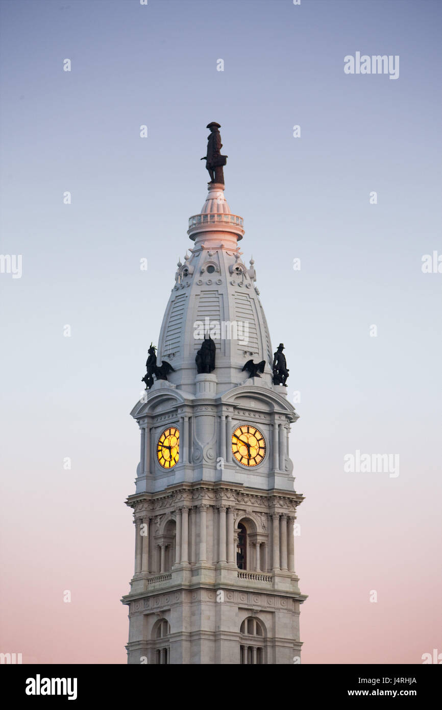 USA, Città di Philadelphia, della torre del municipio, dettaglio Foto Stock