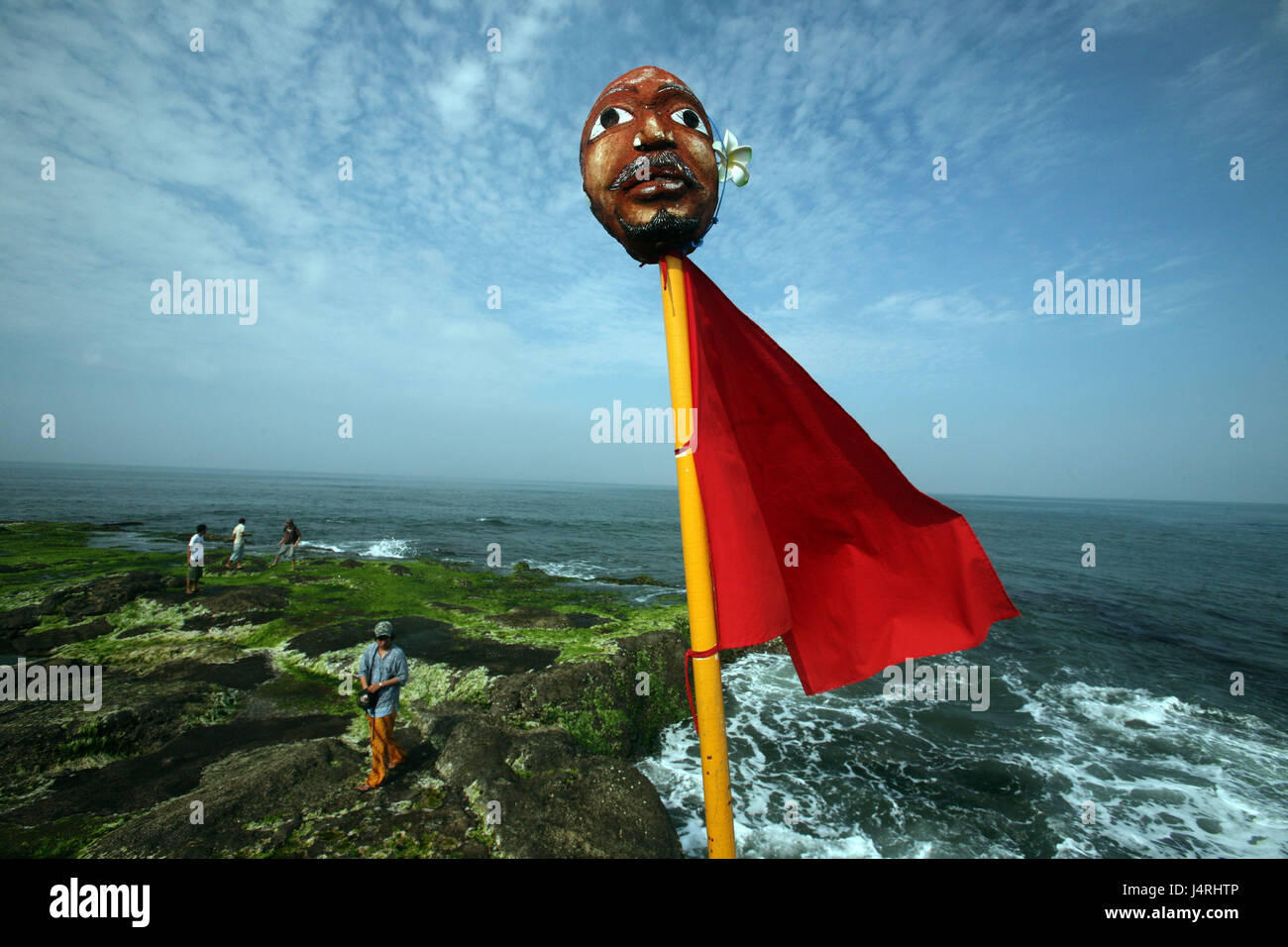 Indonesia, Bali, isola, Tanah perpendicolare, tempio, cultura, architettura, mare, tempio, costa, paesaggi, natura, bandiera, Foto Stock