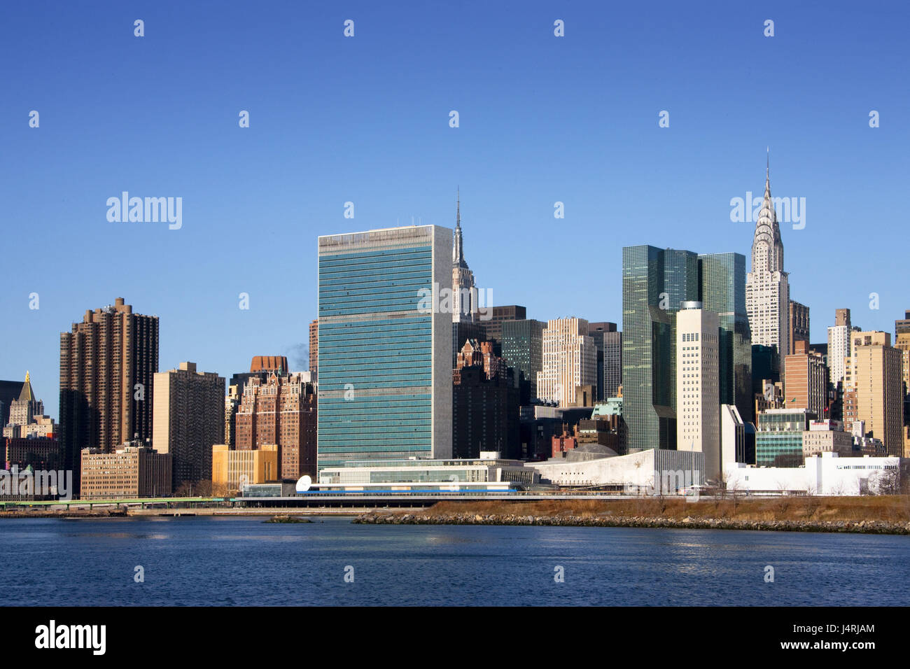 Gli Stati Uniti, New York City, vista città, East River, il Palazzo delle Nazioni Unite, Foto Stock