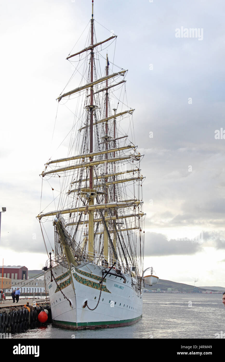 Sorlandet, costruito nel 1927, il più antico norvegese di Tall Ship ancora in operazione, nel porto di Lerwick, isole Shetland, Scotland, Regno Unito Foto Stock