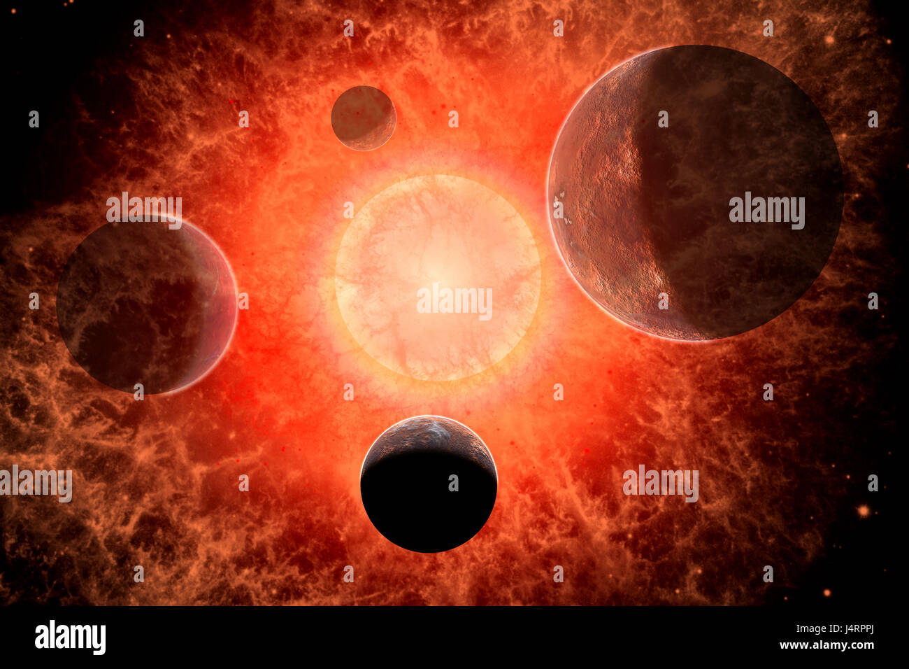 Una Supernova , l'estremità distruttiva di una stella morente. Foto Stock