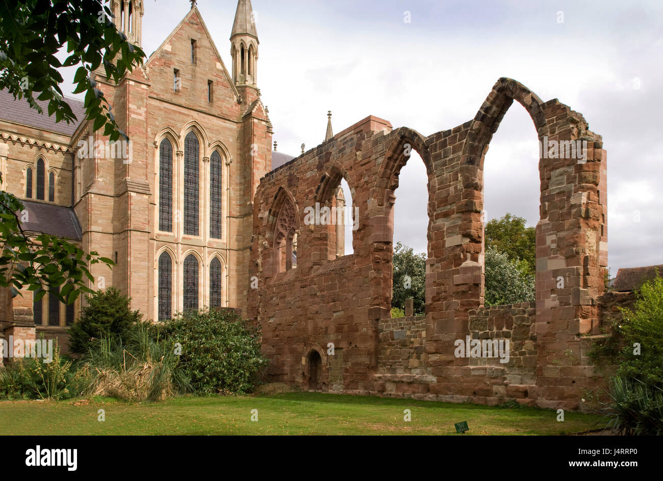 Sala guestern rovina, cattedrale di Worcester. Foto Stock