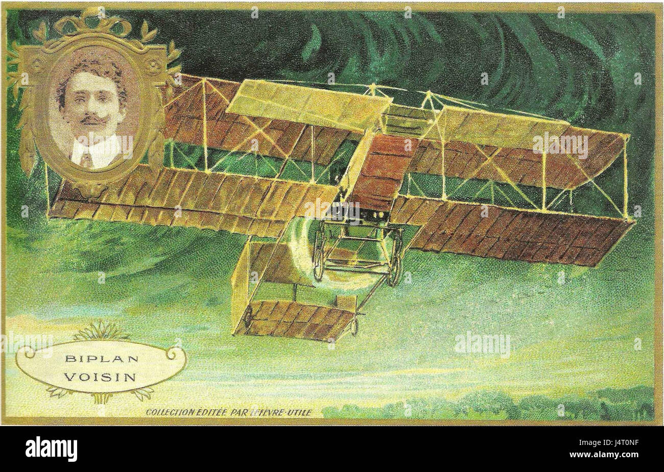 "Voisin sur Avion voisin" significa "vicino su un aereo". Il titolo si riferisce probabilmente a una rappresentazione storica o artistica di un vicino o di un compagno che viaggia in aereo, catturando l'esperienza di volo durante la prima aviazione. Foto Stock