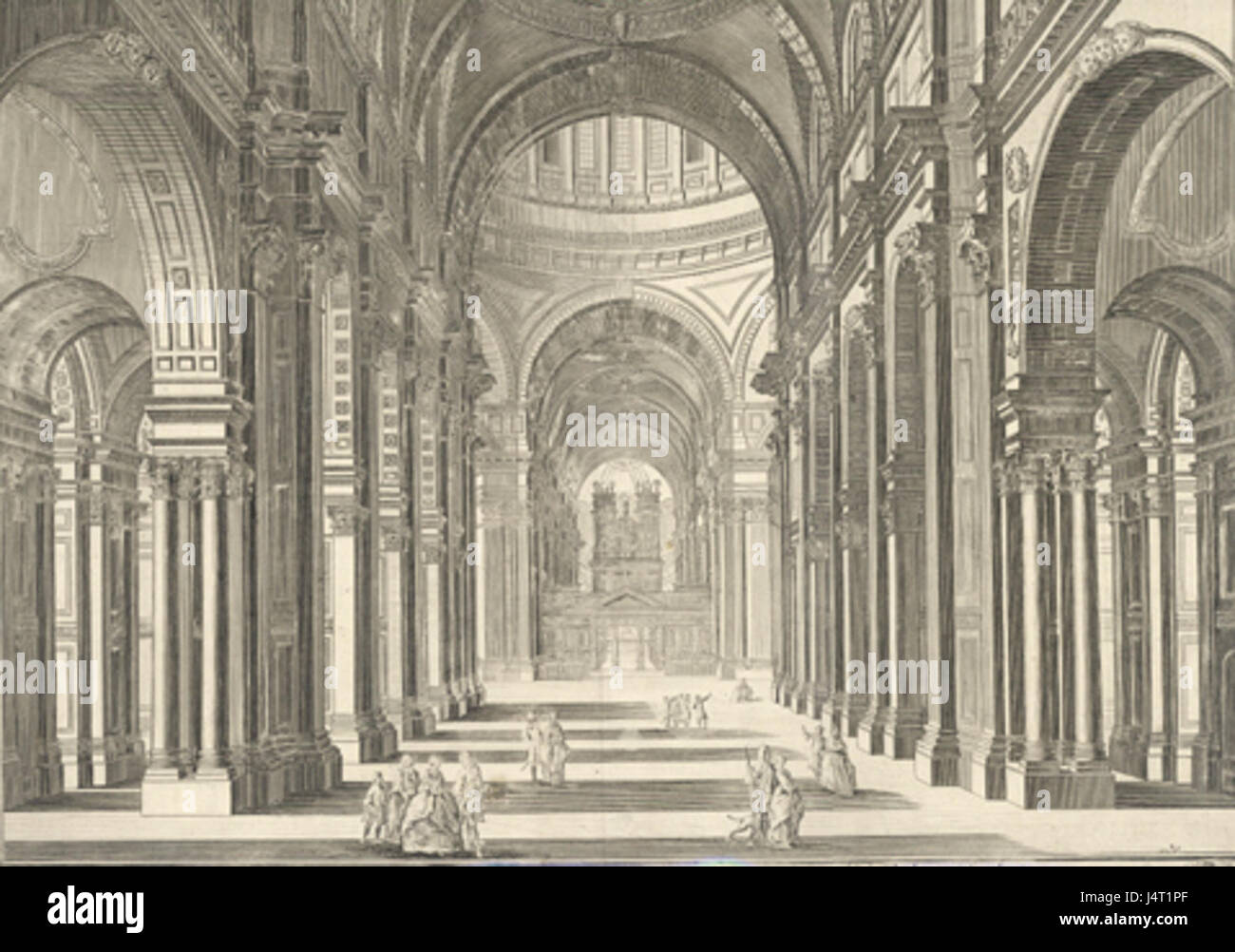 "Vue Interieure de la Cathedrale de St. Paul" mostra una vista interna della cattedrale di St. Paul a Londra, evidenziando la bellezza architettonica e il significato storico di questa struttura iconica. Foto Stock