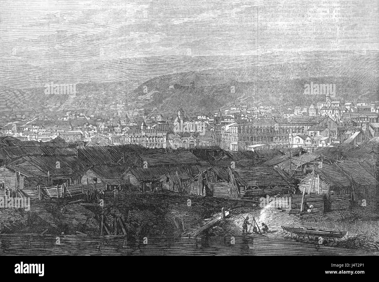 L'illustrazione del 1874 di Tiflis (l'odierna Tbilisi), Georgia, in The Illustrated London News fornisce una visione dettagliata dell'architettura e del paesaggio della città durante il XIX secolo. Foto Stock