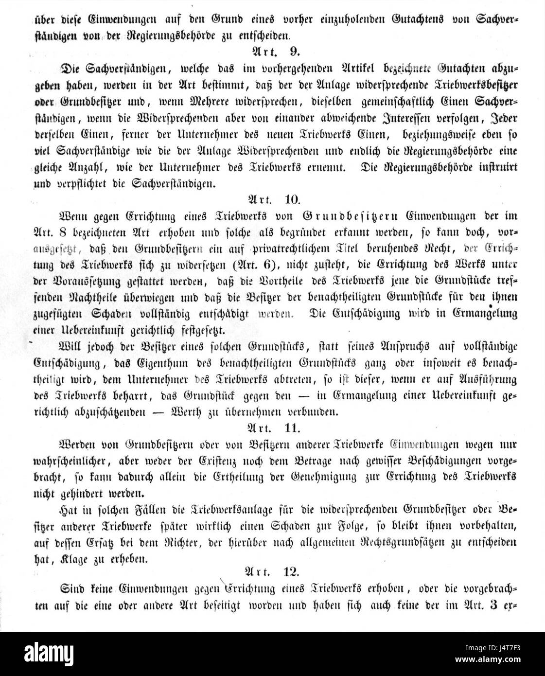 La "Wassertriebwerksgesetz" del 1853 era una legge tedesca che regolava le macchine alimentate ad acqua, segnando un passo significativo nella legislazione industriale e ambientale nel XIX secolo. Foto Stock