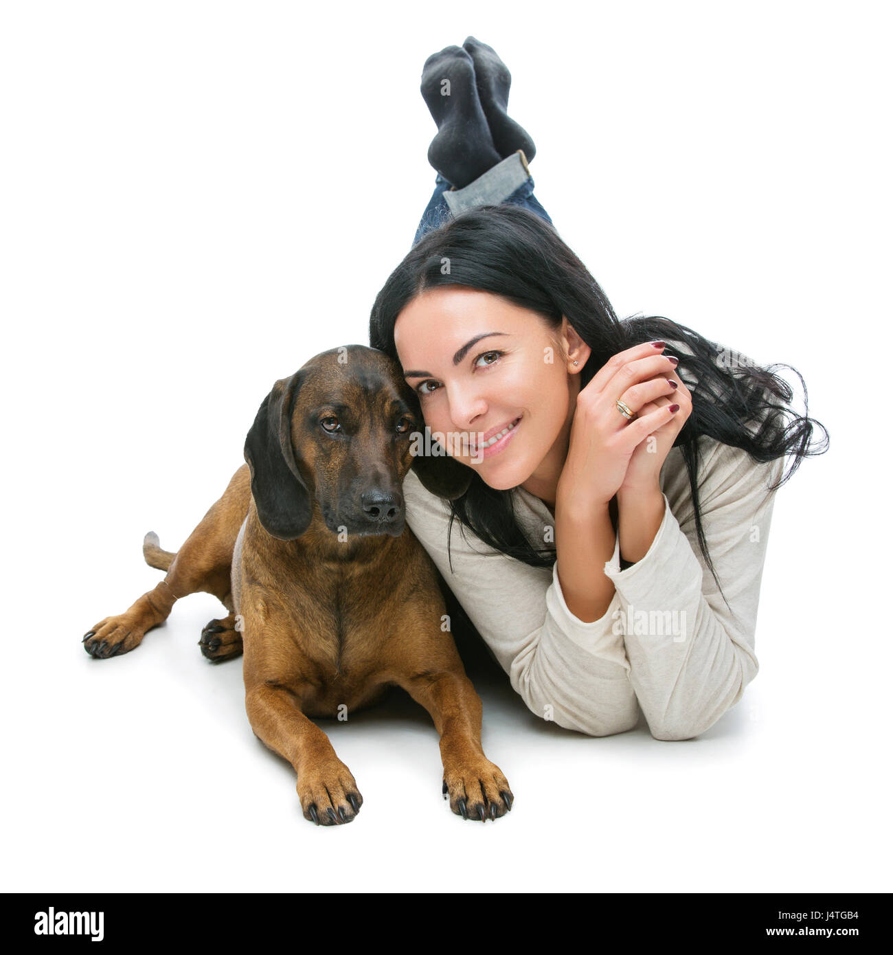 Bellissima ragazza con il cane Foto Stock