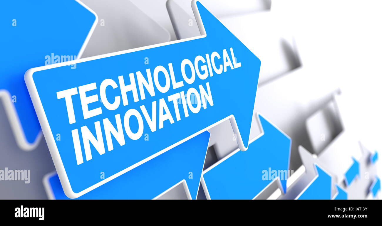 Innovazione tecnologica - Messaggio sulla freccia blu. 3D. Foto Stock