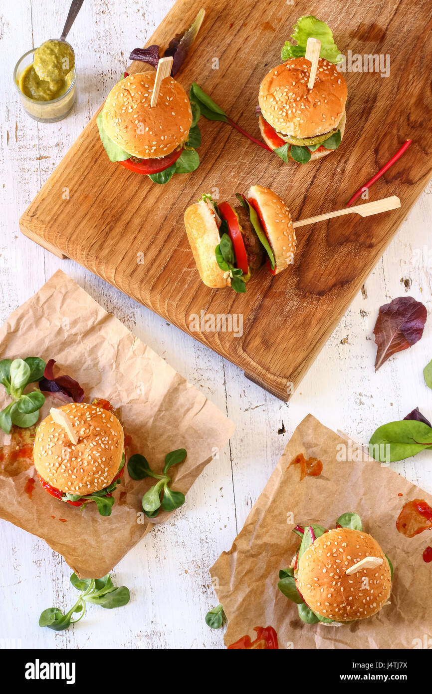 Mini Pesto Burger cursori Foto Stock