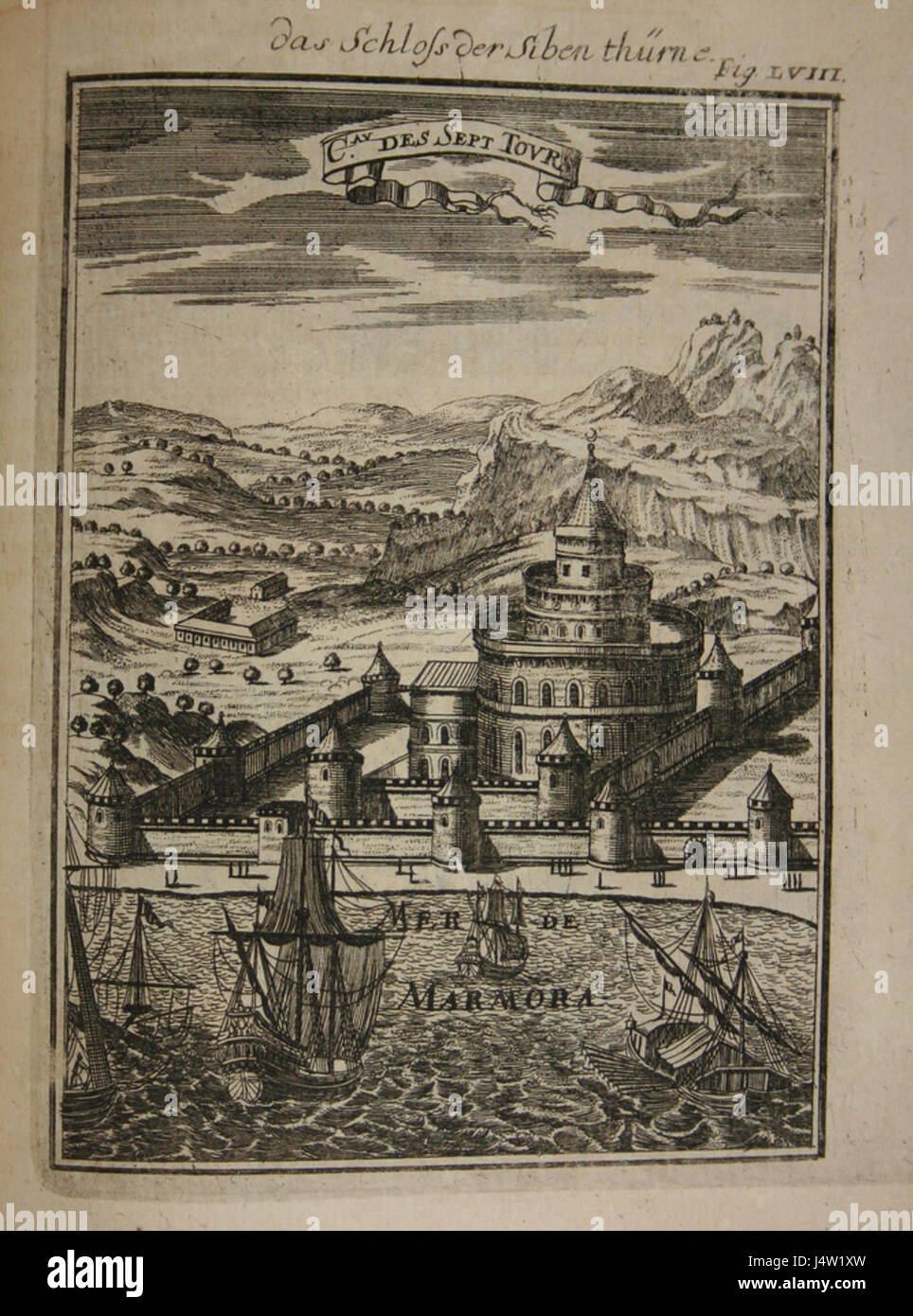Veduta del Castello di sette torri, 1685 Foto Stock