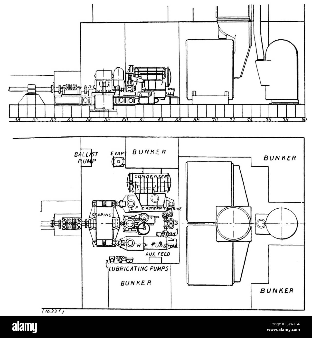 La turbina a vapore, 1911 Fig 46 e 47 le turbine orientata nel 'Vespasiano.". Foto Stock