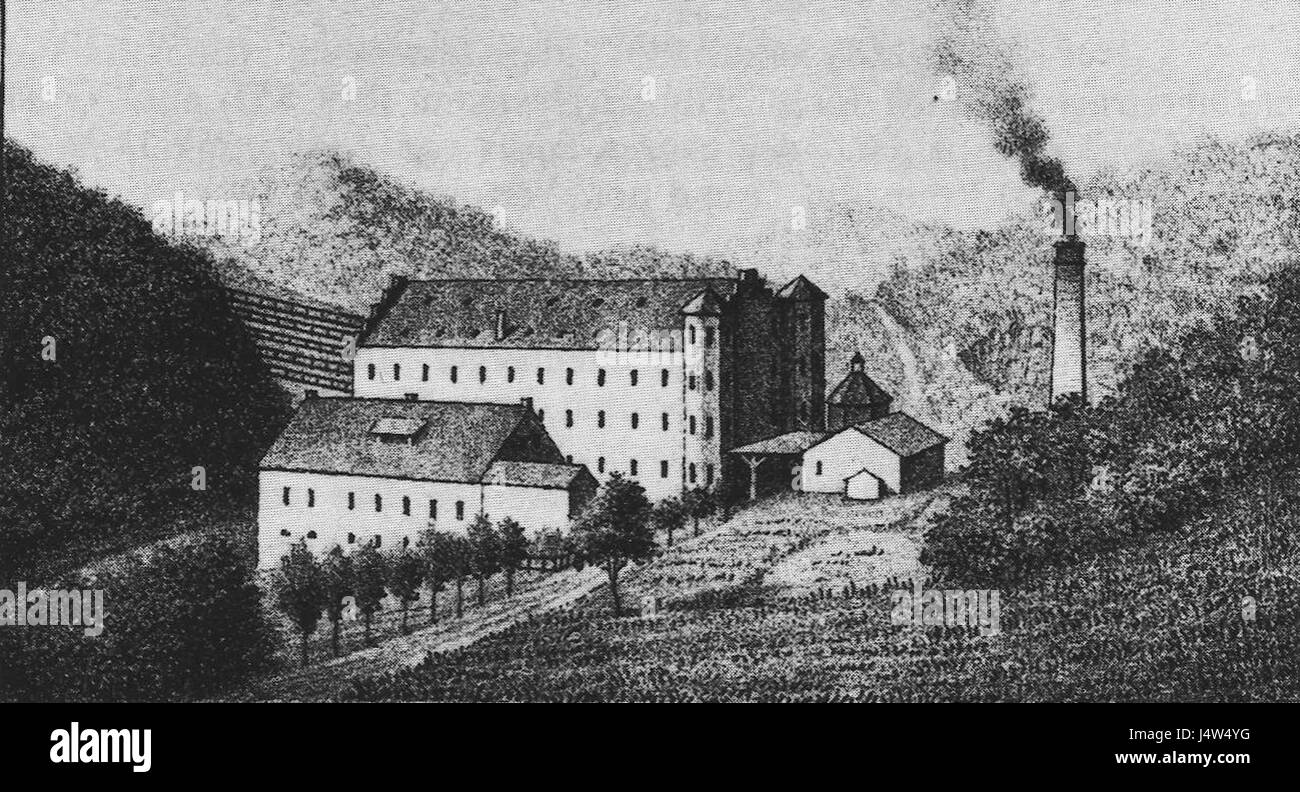 La Tuchfabrik C F Schnabel era una fabbrica tessile in Germania, nota per la sua produzione di tessuti durante il XIX e XX secolo. Foto Stock