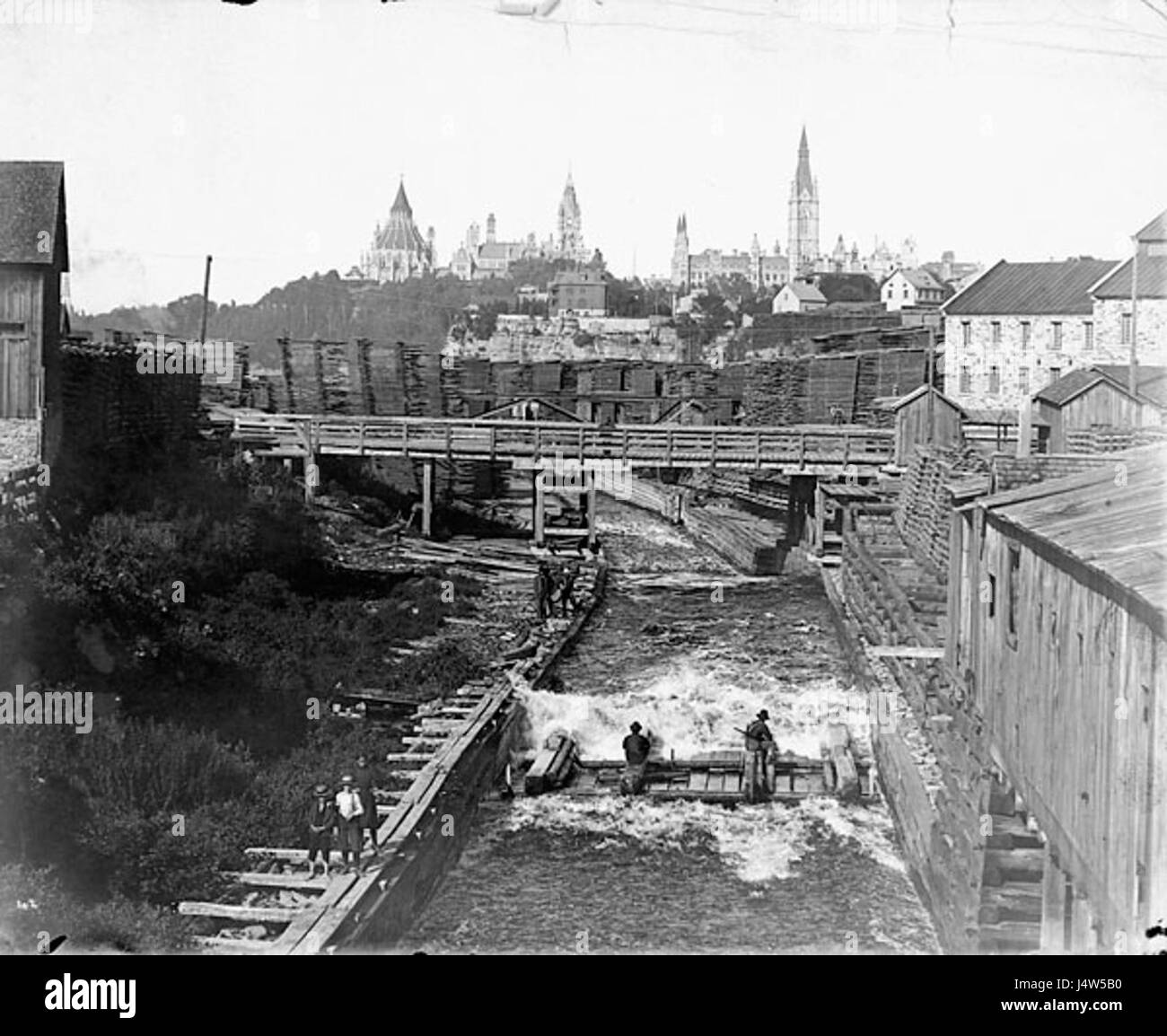 Diapositiva di legname Chaudiere Falls Foto Stock