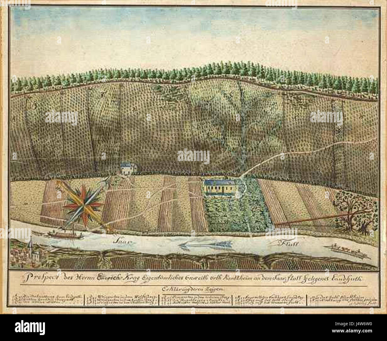 Weingut von Othegraven, intorno al 1810, si riferisce alla storica azienda vinicola situata in Germania, nota per i suoi vini di alta qualità. Il patrimonio e i metodi di produzione del vino risalgono all'inizio del XIX secolo. Foto Stock