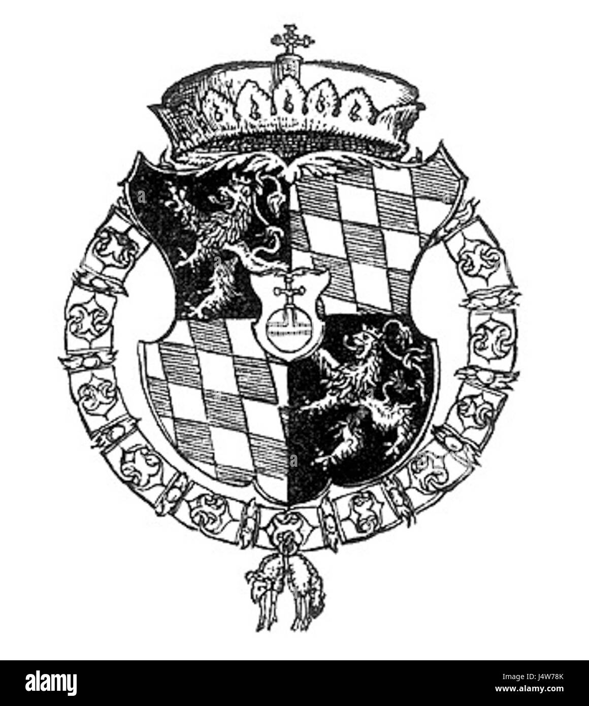 Wappen Kurpfalz 15488 si riferisce ad un emblema araldico che rappresenta la regione di Kurpfalz del Sacro Romano Impero. È un simbolo del significato storico e dello status politico della regione durante il periodo rinascimentale. Foto Stock