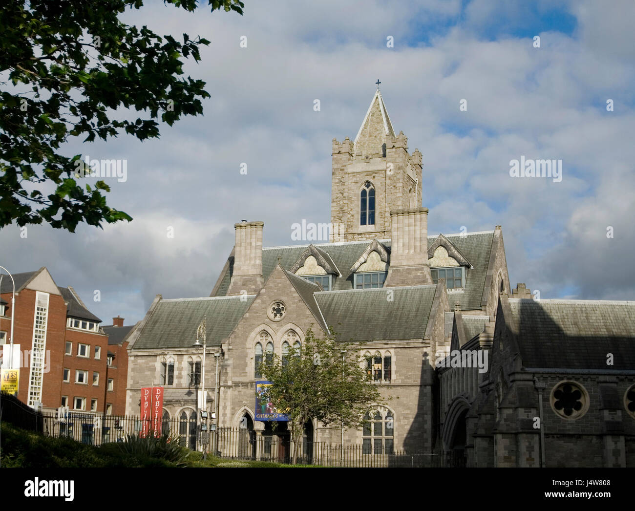 Mattina presso la cattedrale di Christ Church (Cattedrale della Santissima Trinità), Dublino, Irlanda. Foto Stock