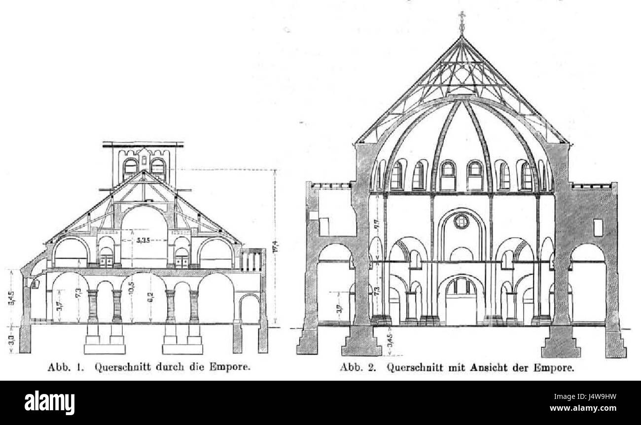 Un'opera del 1911 raffigurante scene religiose legate a Maria, Hilfe der Christen (Maria, aiuto dei cristiani), con sezioni trasversali architettoniche della chiesa. Foto Stock