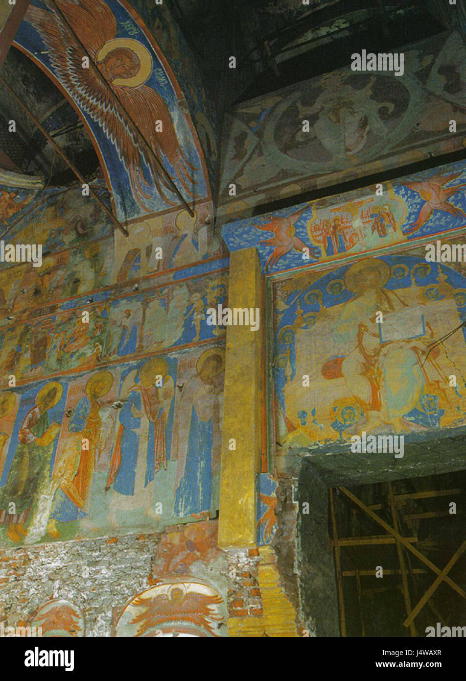 L'affresco di Zachatievskij si riferisce ad una serie di affreschi religiosi probabilmente situati in una chiesa o sito religioso, attribuiti ad un artista con il nome di Zachatievskij. Questi affreschi raffigurano scene di scritture religiose o eventi sacri. Foto Stock