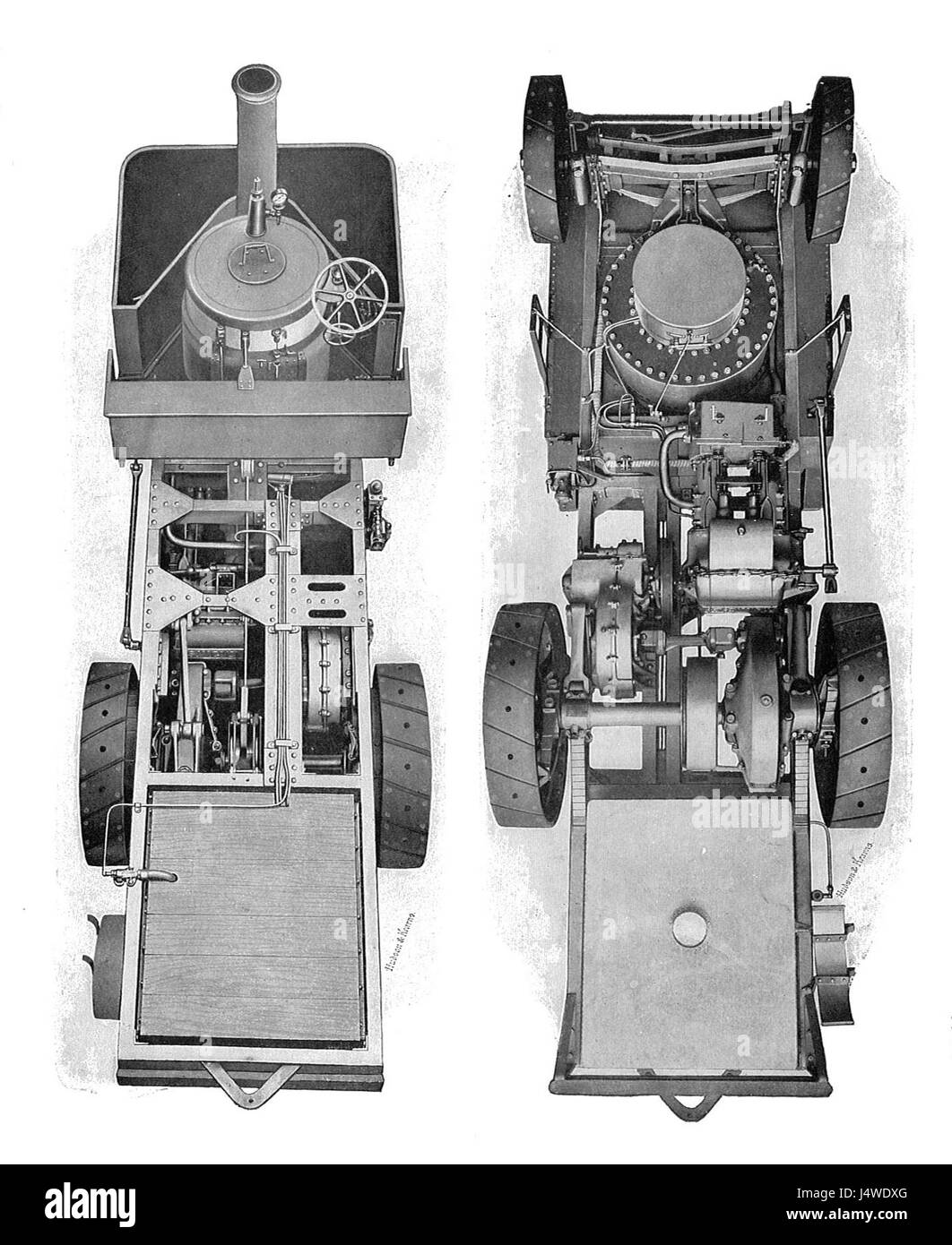 Thornycroft carro a vapore, al di sopra e al di sotto (Rankin Kennedy, motori moderni, vol III) Foto Stock