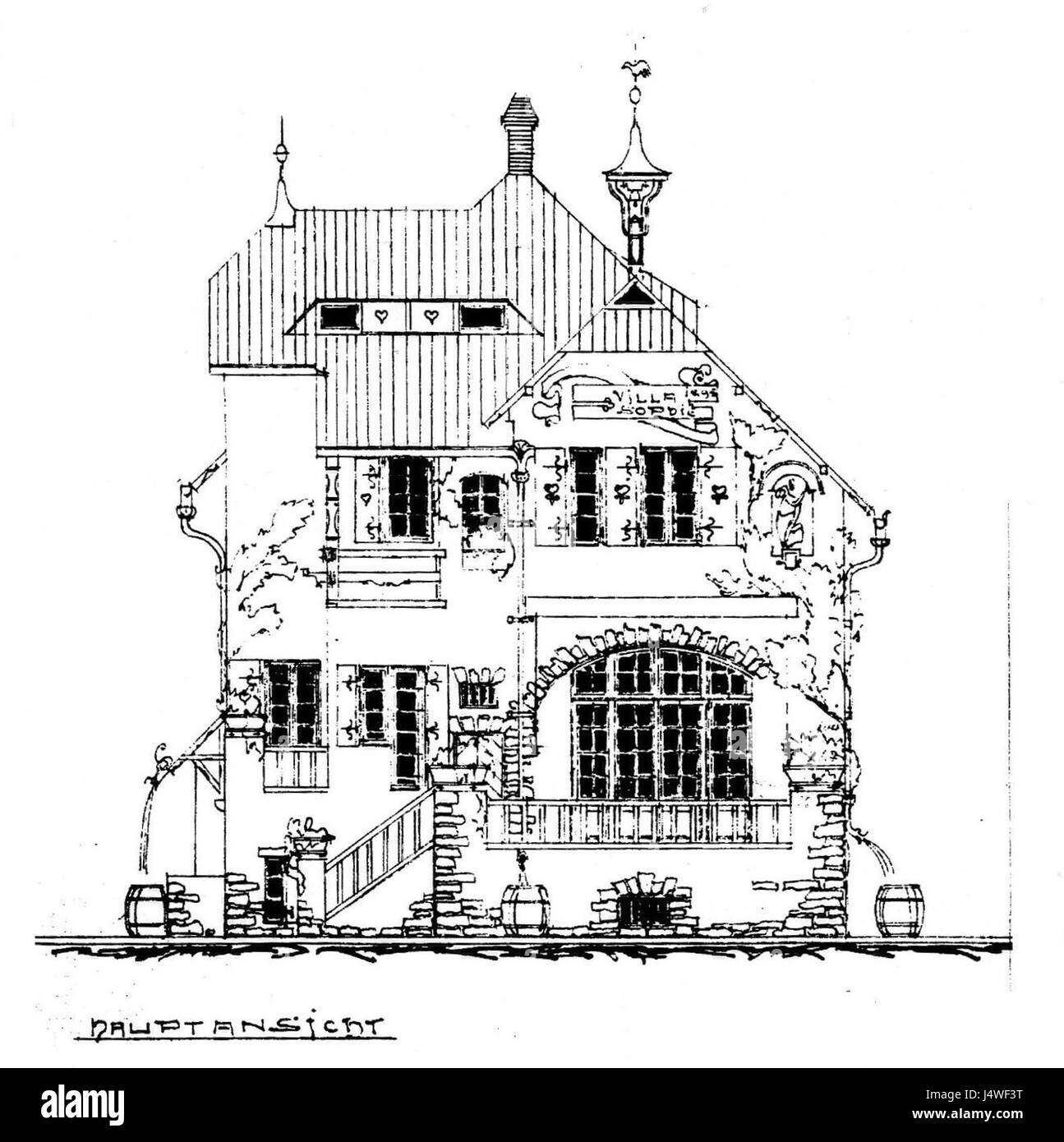 Villa Paffendorf, situata lungo il fiume Reno, è stata un monumento architettonico costruito nel 1896. Questo design enfatizza la grandezza dell'epoca, mostrando stili architettonici di fine XIX secolo lungo il panoramico lungofiume. Foto Stock