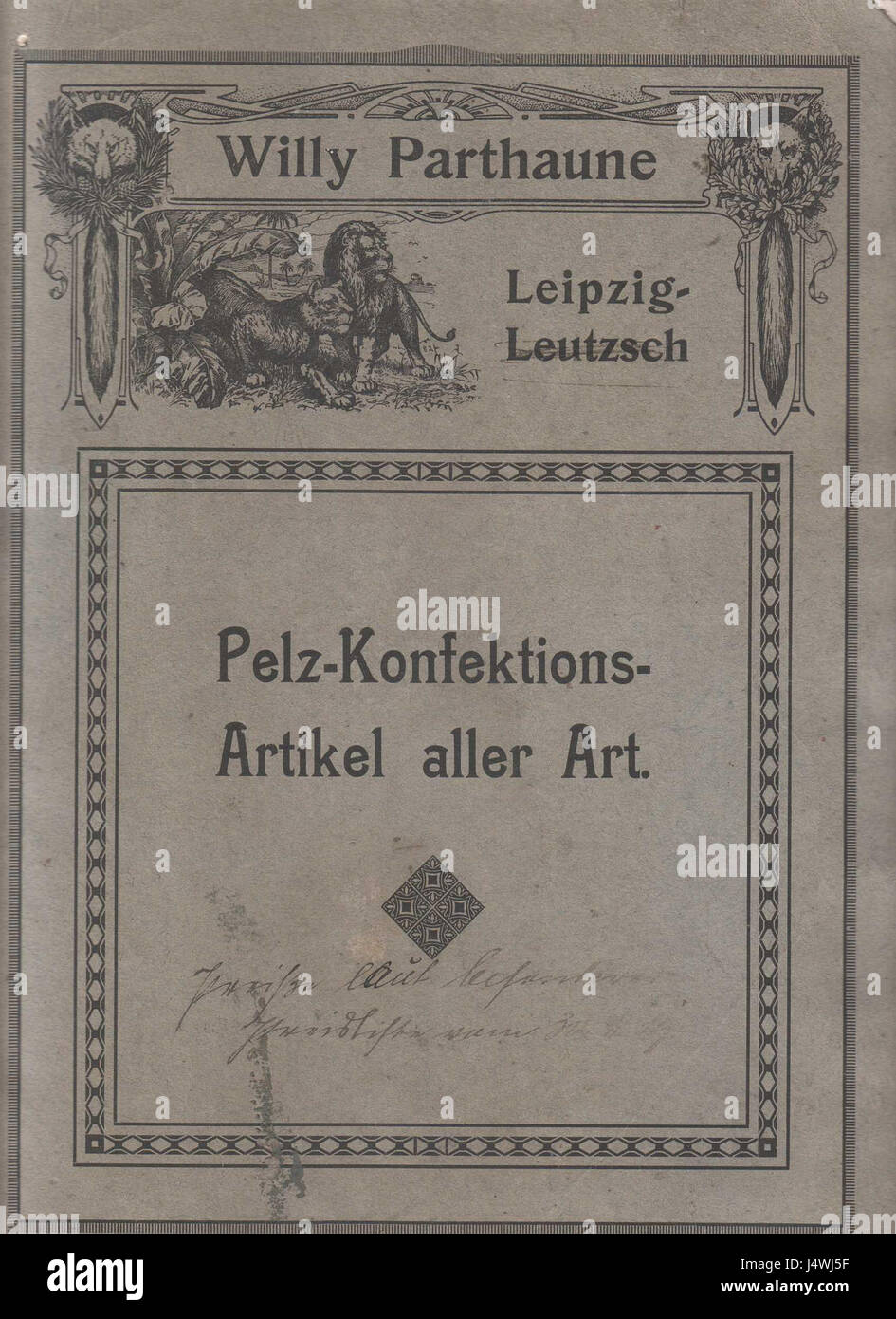 Willi Parthaune, Lipsia Leutzsch, Pelz Konfektions Artikel aller Art (Katalog) (Seite 00 Katalogdeckel) Foto Stock