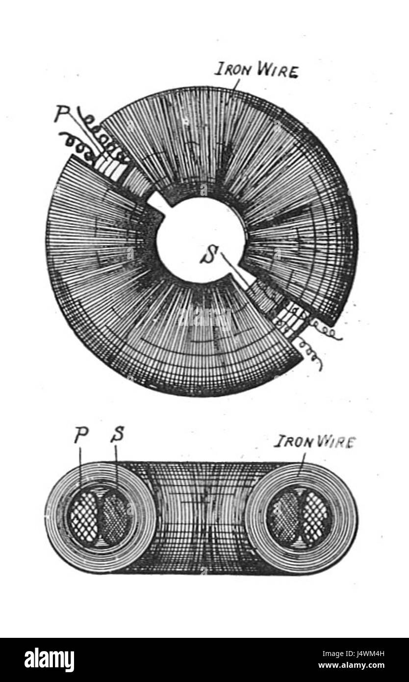 Guscio toroidale trasformatore (Rankin Kennedy, Impianti elettrici, vol II, 1909) Foto Stock