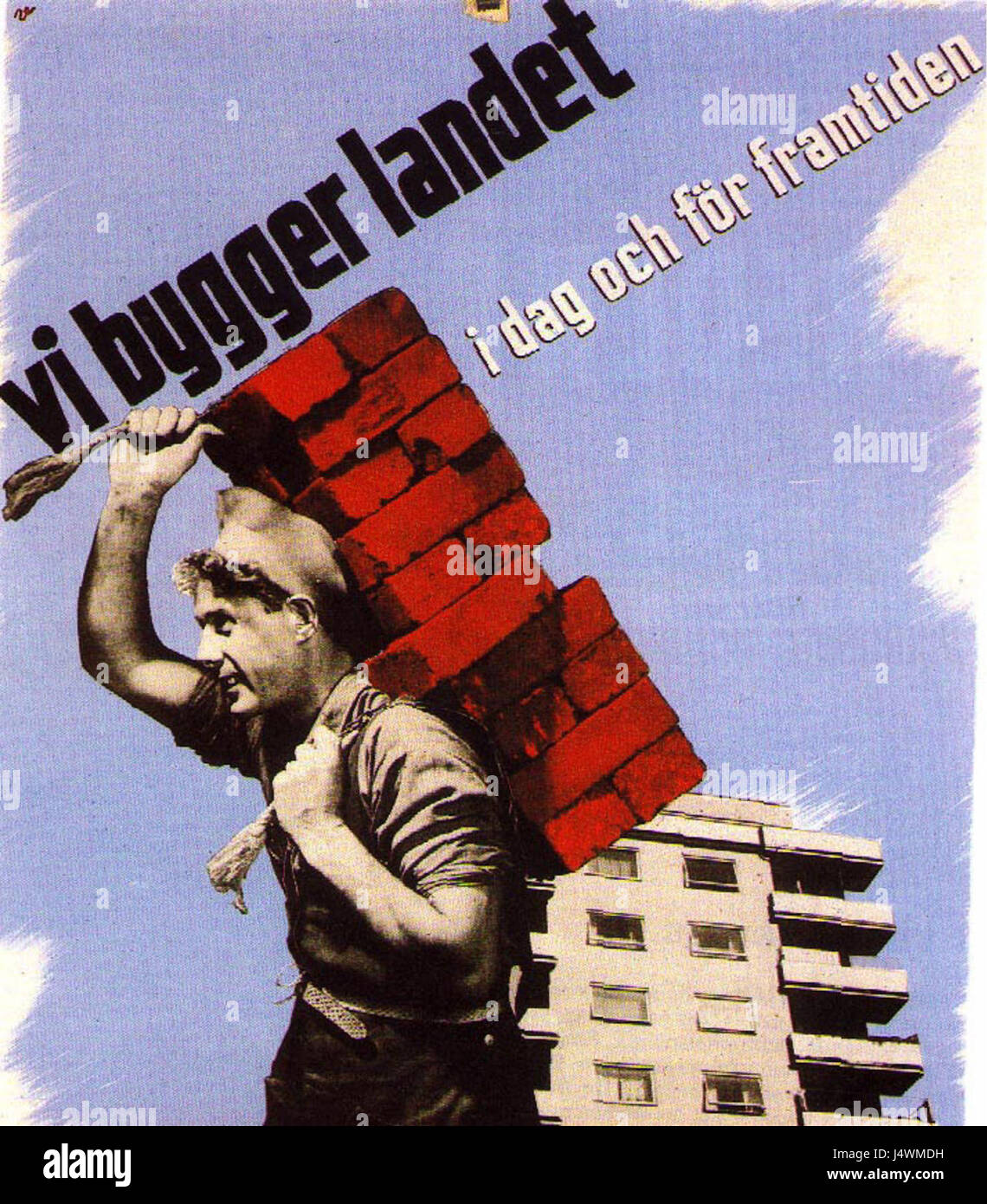 "Vi bygger landet" è una canzone svedese che si traduce in "We build the Country". Riflette lo spirito di costruzione e sviluppo, concentrandosi sullo sforzo di costruire e plasmare una nazione moderna. La canzone esprime orgoglio nazionale e azione collettiva. Foto Stock