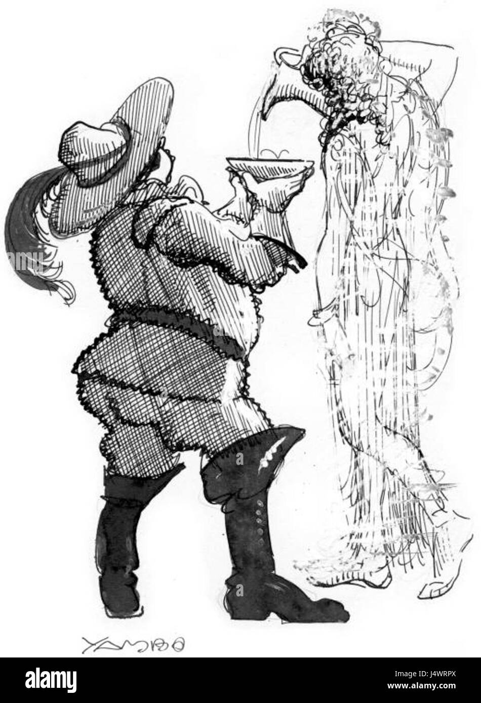 Yambo illustrazione si riferisce a un'opera o illustrazione artistica di Yambo, che riflette uno stile artistico o un contesto culturale specifico, evidenziando il contributo dell'artista alla cultura visiva. Foto Stock