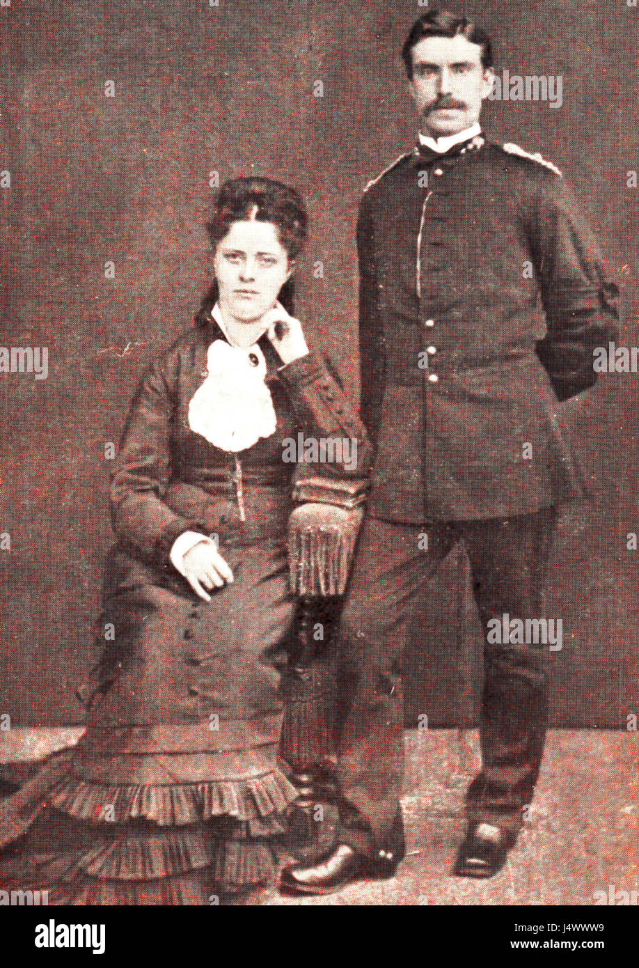 "Voor het vertrek naar Indie" (prima della partenza per l'India) è un dipinto del 1877 che raffigura la storia coloniale olandese, mostrando l'emozionale addio degli individui prima del loro viaggio nelle Indie Orientali olandesi. La scena cattura l'atmosfera sociale e culturale del tempo. Foto Stock