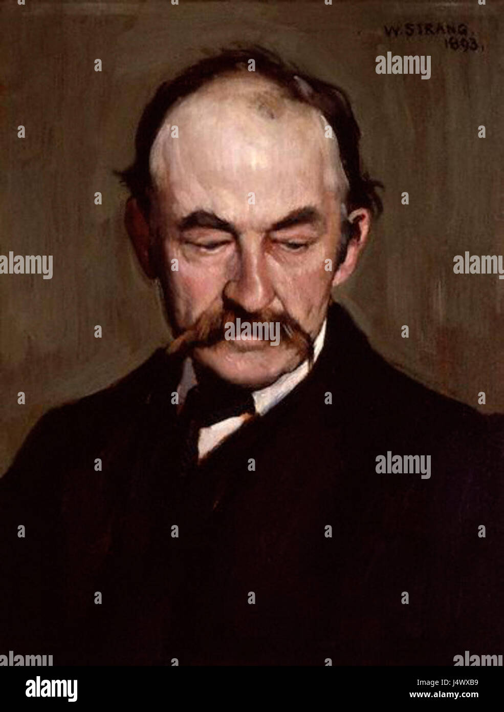 Questo ritratto dell'autore inglese Thomas Hardy, creato da William Strang nel 1893, riflette la natura cupa e riflessiva di Hardyâ e il suo ruolo nella letteratura inglese. Foto Stock