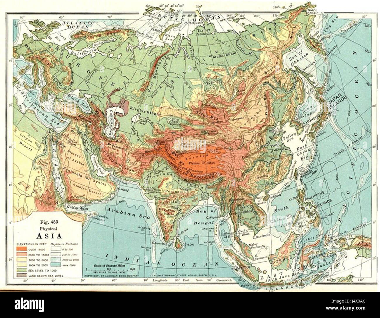 Due mappe da Albert Perry Brigham e Charles T. McFarlane, Essentials di geografia Primo Libro (New York American Book Company, 1920) 2 Foto Stock