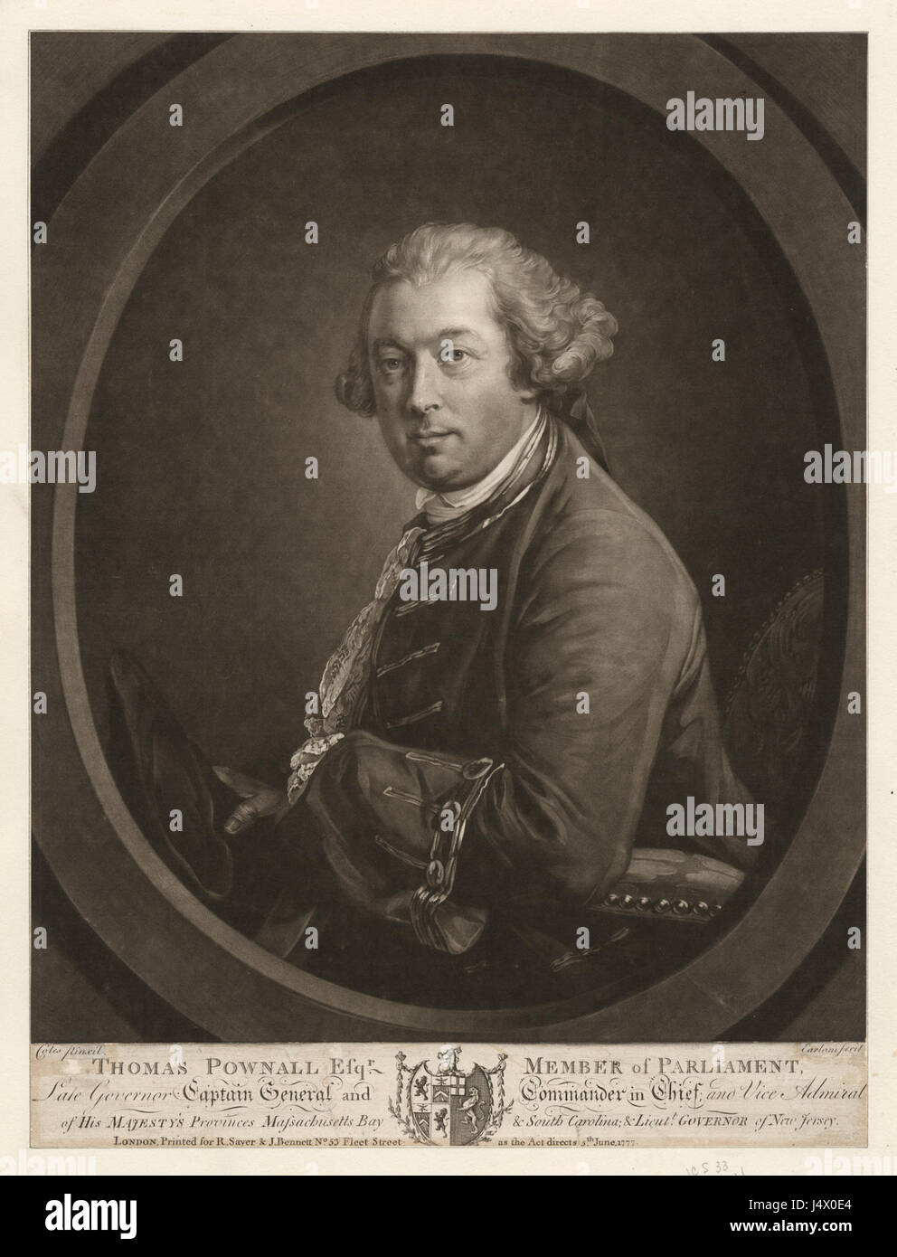 Thomas Pownall Esqr., membro del Parlamento europeo, fine governatore Capitano Generale e Comandante in Capo, e Vice Ammiraglio di sua maestà Province del Massachusetts Bay e la Carolina del Sud e Lieut. Governatore (NYPL NYPG94 F42 0134 Foto Stock