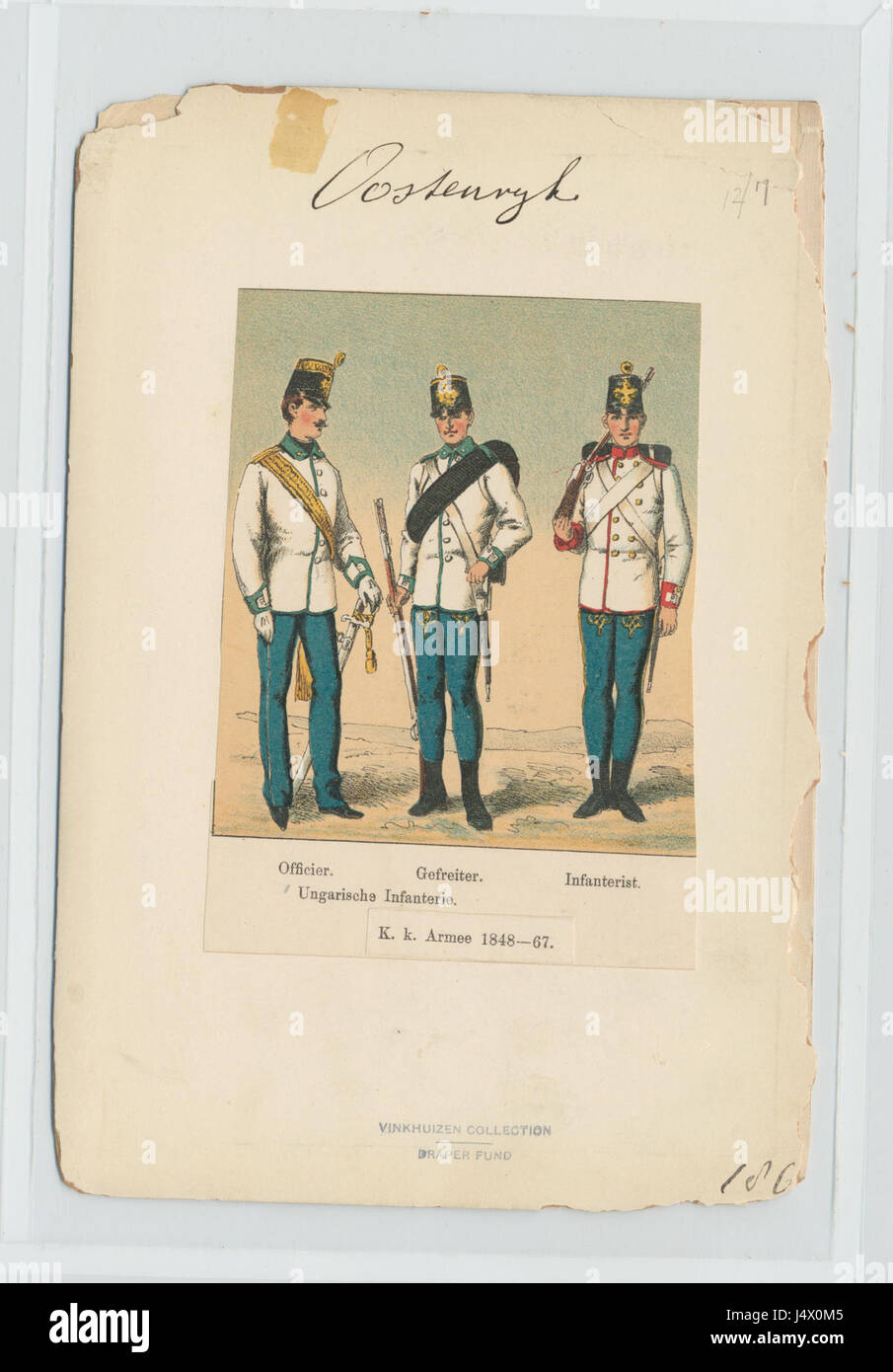 Ungarische Infanterie Officier, Gefreiter, Infanterist. K.k. Armee 1848 67 (NYPL B14896507 90440) Foto Stock